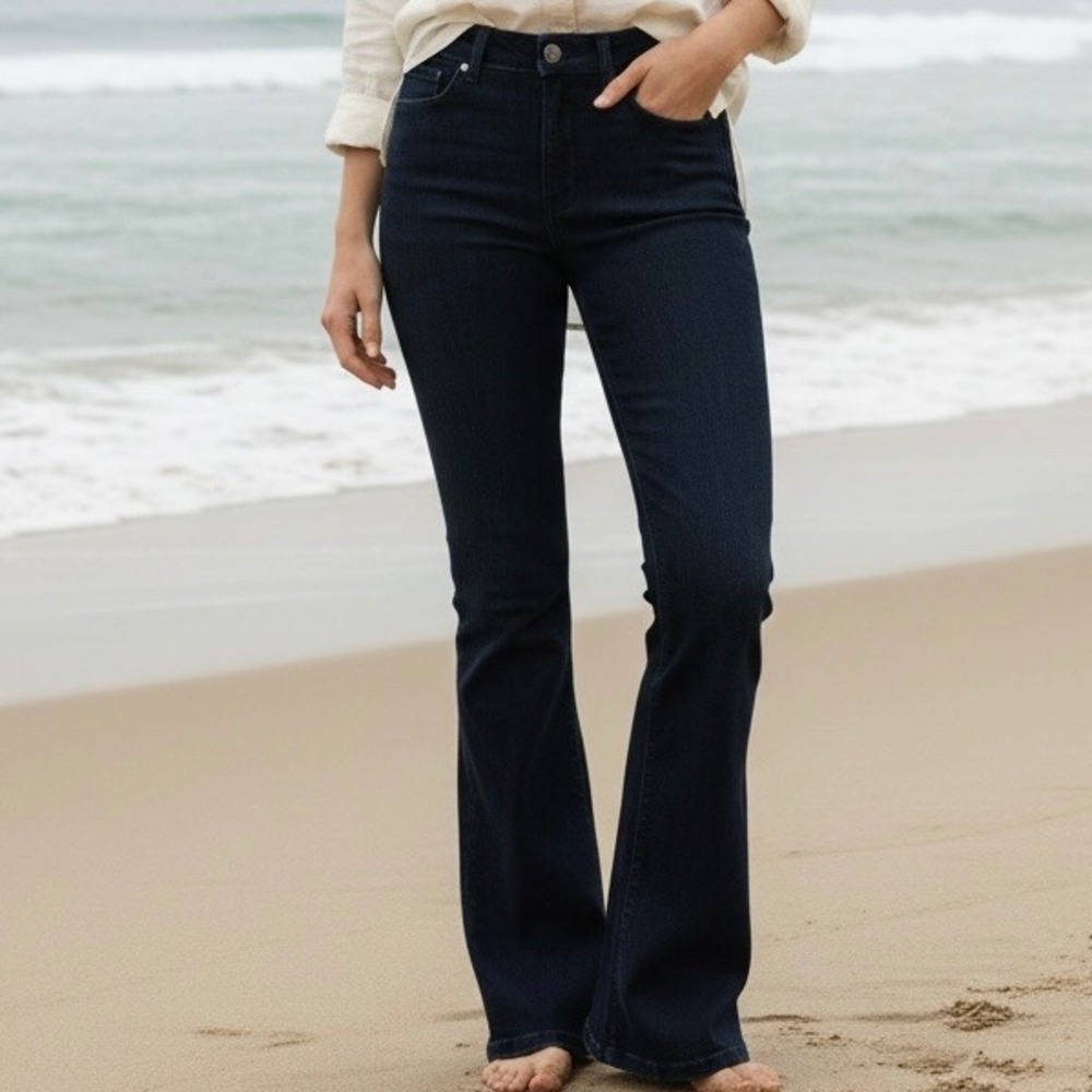 Chicos‎ Platinum Flare Leg Denim Jeans Dark Size 0/US 4 Retro Blue/Black Classic